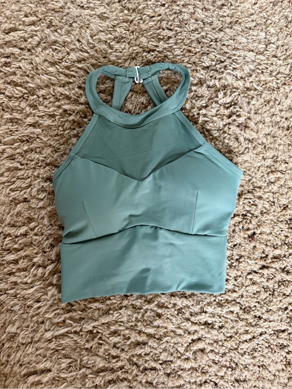 Astoria Activewear High-Neck Sage Green Sports Bralette with Racerback
